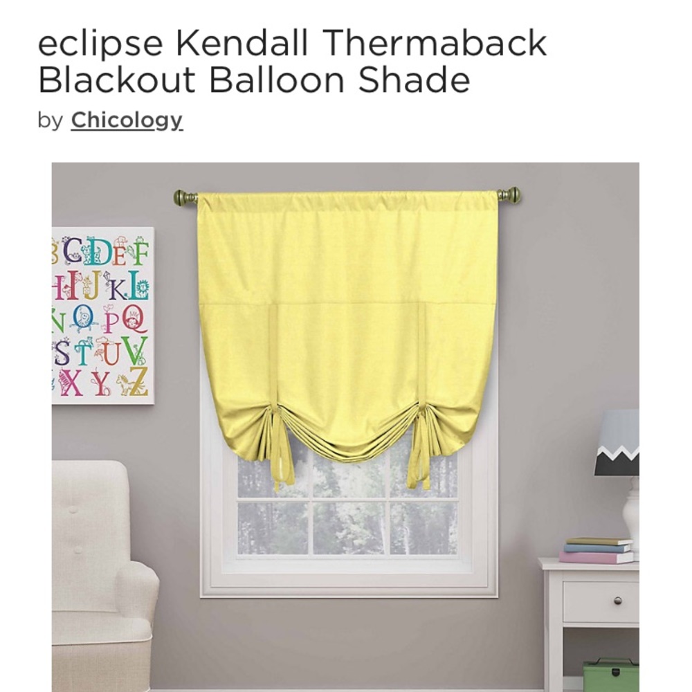eclipse Kendall blackout one rod pocket tie up shade lemon Yellow NIP